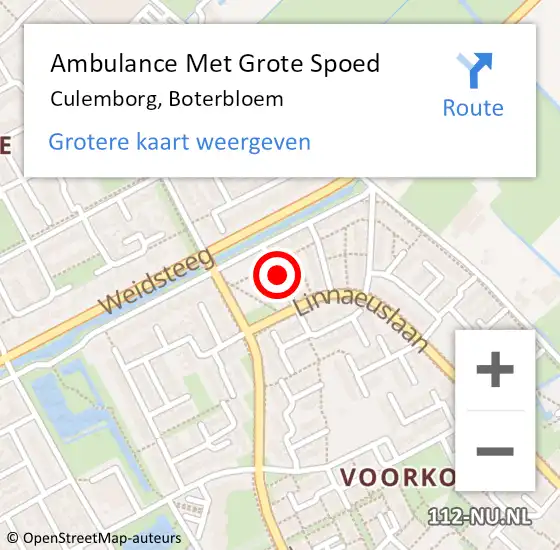 Locatie op kaart van de 112 melding: Ambulance Met Grote Spoed Naar Culemborg, Boterbloem op 3 juni 2018 16:04