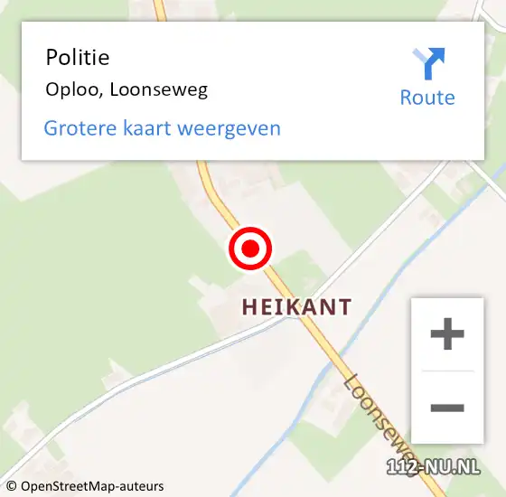 Locatie op kaart van de 112 melding: Politie Oploo, Loonseweg op 3 juni 2018 16:17