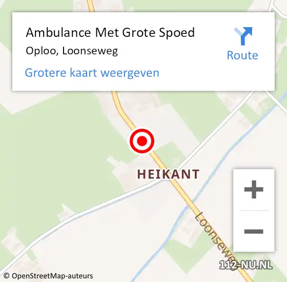 Locatie op kaart van de 112 melding: Ambulance Met Grote Spoed Naar Oploo, Loonseweg op 3 juni 2018 16:18