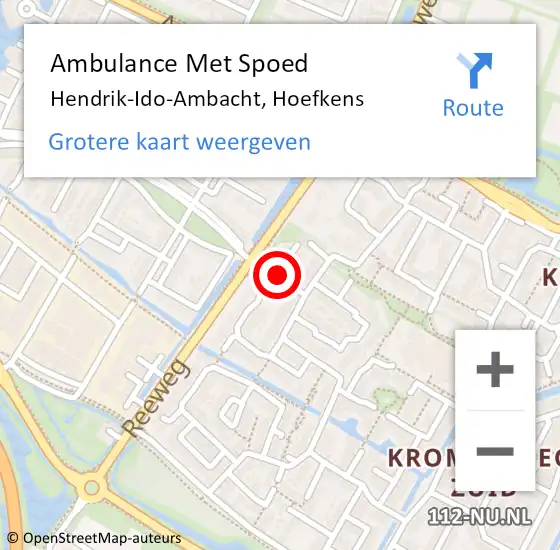 Locatie op kaart van de 112 melding: Ambulance Met Spoed Naar Hendrik-Ido-Ambacht, Hoefkens op 3 juni 2018 17:07