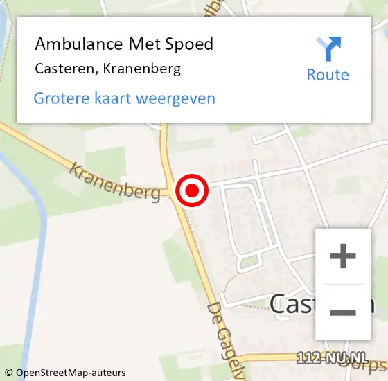 Locatie op kaart van de 112 melding: Ambulance Met Spoed Naar Casteren, Kranenberg op 3 juni 2018 17:12