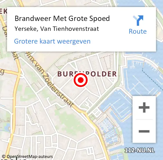 Locatie op kaart van de 112 melding: Brandweer Met Grote Spoed Naar Yerseke, Van Tienhovenstraat op 3 juni 2018 17:41
