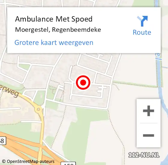 Locatie op kaart van de 112 melding: Ambulance Met Spoed Naar Moergestel, Regenbeemdeke op 3 juni 2018 17:43