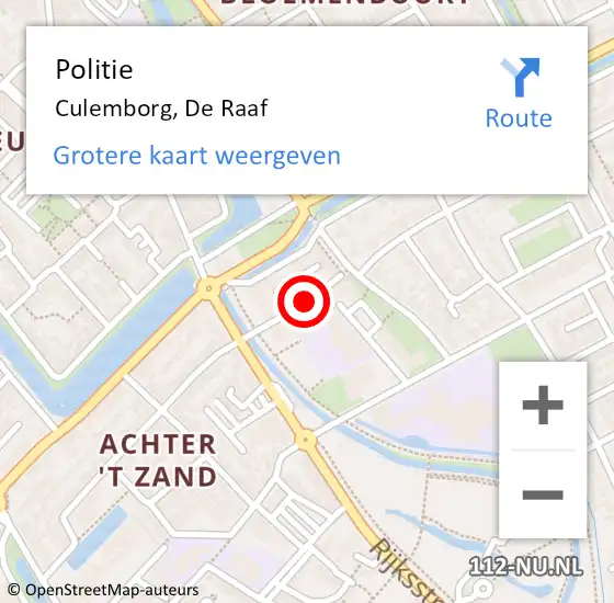 Locatie op kaart van de 112 melding: Politie Culemborg, De Raaf op 3 juni 2018 17:57