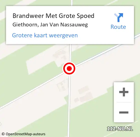 Locatie op kaart van de 112 melding: Brandweer Met Grote Spoed Naar Giethoorn, Jan Van Nassauweg op 3 juni 2018 17:58