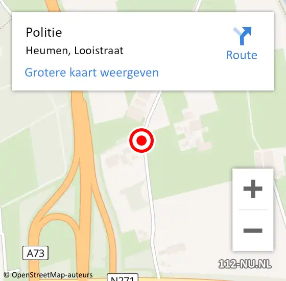 Locatie op kaart van de 112 melding: Politie Heumen, Looistraat op 3 juni 2018 18:15