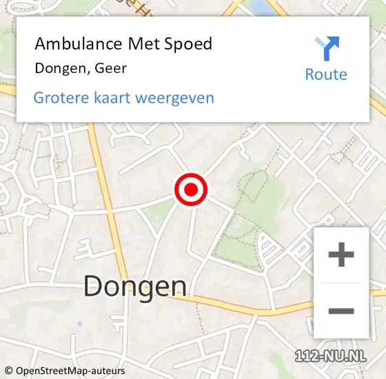 Locatie op kaart van de 112 melding: Ambulance Met Spoed Naar Dongen, Geer op 3 juni 2018 18:52