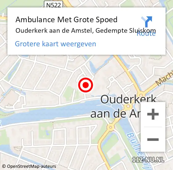 Locatie op kaart van de 112 melding: Ambulance Met Grote Spoed Naar Ouderkerk aan de Amstel, Gedempte Sluiskom op 3 juni 2018 18:52