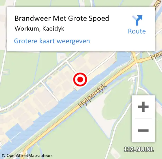 Locatie op kaart van de 112 melding: Brandweer Met Grote Spoed Naar Workum, Kaeidyk op 3 juni 2018 19:17