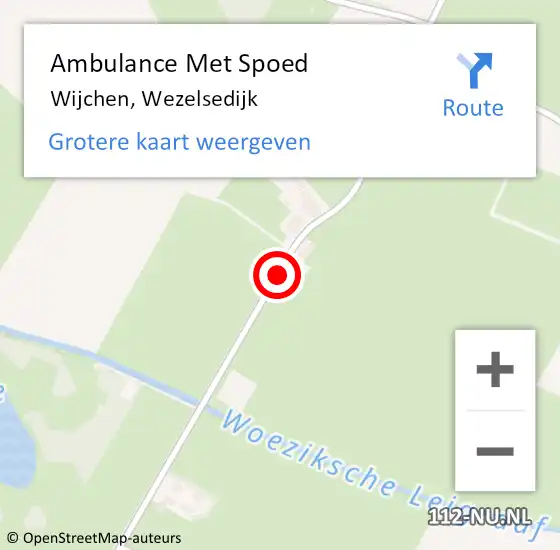 Locatie op kaart van de 112 melding: Ambulance Met Spoed Naar Wijchen, Wezelsedijk op 3 juni 2018 19:25