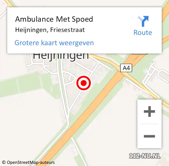 Locatie op kaart van de 112 melding: Ambulance Met Spoed Naar Heijningen, Friesestraat op 3 juni 2018 19:35