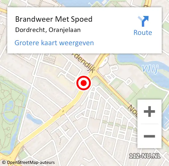 Locatie op kaart van de 112 melding: Brandweer Met Spoed Naar Dordrecht, Oranjelaan op 3 juni 2018 19:37