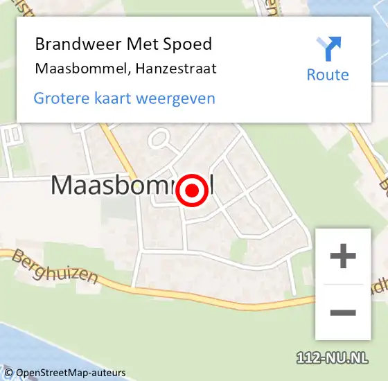 Locatie op kaart van de 112 melding: Brandweer Met Spoed Naar Maasbommel, Hanzestraat op 3 juni 2018 20:31