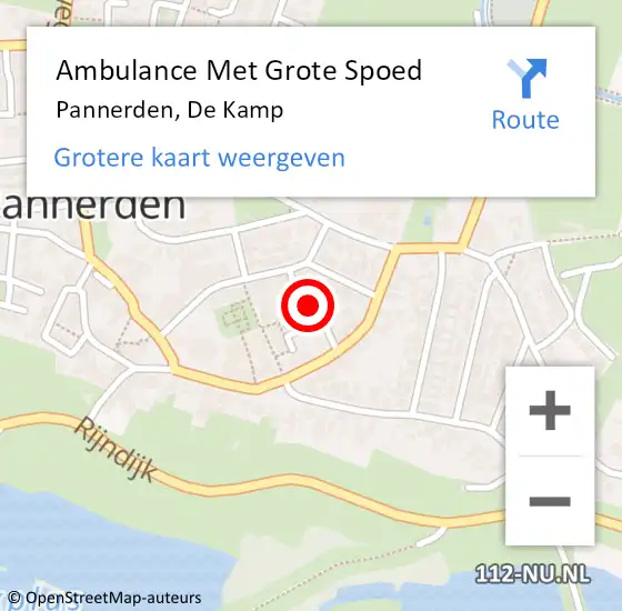 Locatie op kaart van de 112 melding: Ambulance Met Grote Spoed Naar Pannerden, De Kamp op 3 juni 2018 21:14