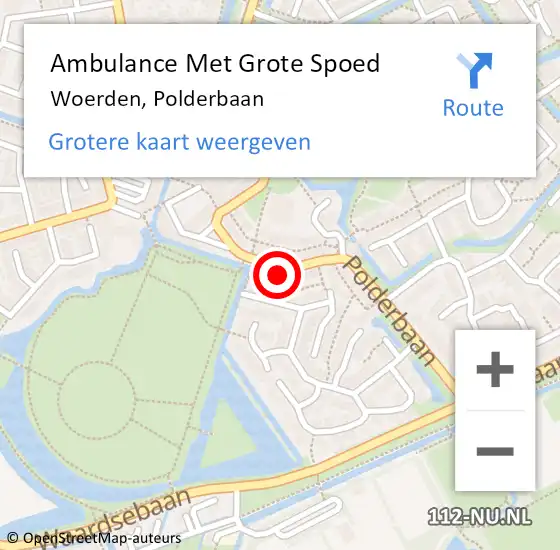 Locatie op kaart van de 112 melding: Ambulance Met Grote Spoed Naar Woerden, Polderbaan op 3 juni 2018 21:33