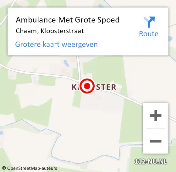 Locatie op kaart van de 112 melding: Ambulance Met Grote Spoed Naar Chaam, Kloosterstraat op 3 juni 2018 22:28