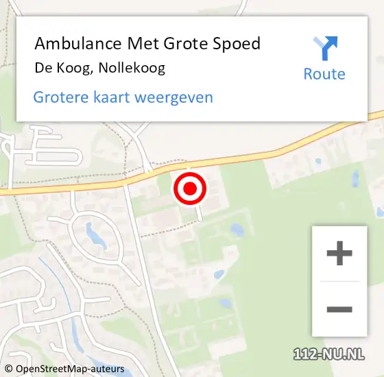 Locatie op kaart van de 112 melding: Ambulance Met Grote Spoed Naar De Koog, Nollekoog op 3 juni 2018 23:16