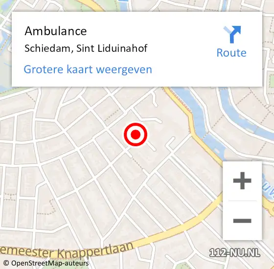 Locatie op kaart van de 112 melding: Ambulance Schiedam, Sint Liduinahof op 3 juni 2018 23:57