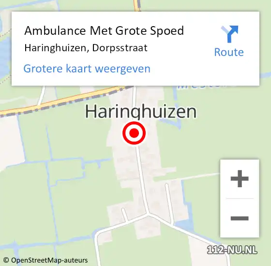 Locatie op kaart van de 112 melding: Ambulance Met Grote Spoed Naar Haringhuizen, Dorpsstraat op 4 juni 2018 00:13