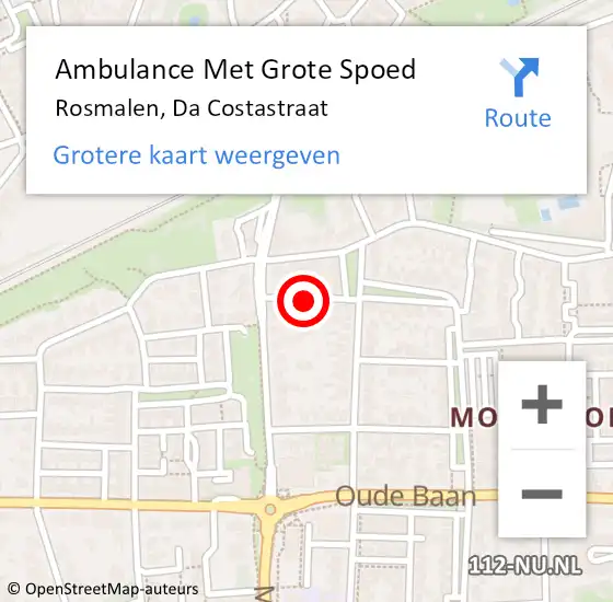 Locatie op kaart van de 112 melding: Ambulance Met Grote Spoed Naar Rosmalen, Da Costastraat op 4 juni 2018 00:21