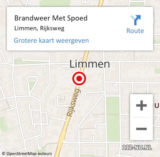 Locatie op kaart van de 112 melding: Brandweer Met Spoed Naar Limmen, Rijksweg op 4 juni 2018 00:26