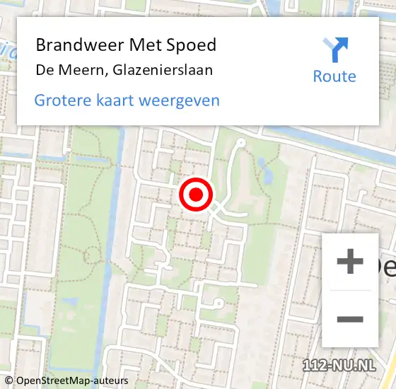 Locatie op kaart van de 112 melding: Brandweer Met Spoed Naar De Meern, Glazenierslaan op 4 juni 2018 00:32