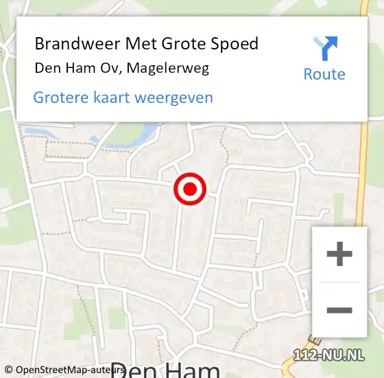 Locatie op kaart van de 112 melding: Brandweer Met Grote Spoed Naar Den Ham Ov, Magelerweg op 4 juni 2018 01:05
