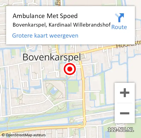Locatie op kaart van de 112 melding: Ambulance Met Spoed Naar Bovenkarspel, Kardinaal Willebrandshof op 4 juni 2018 02:21