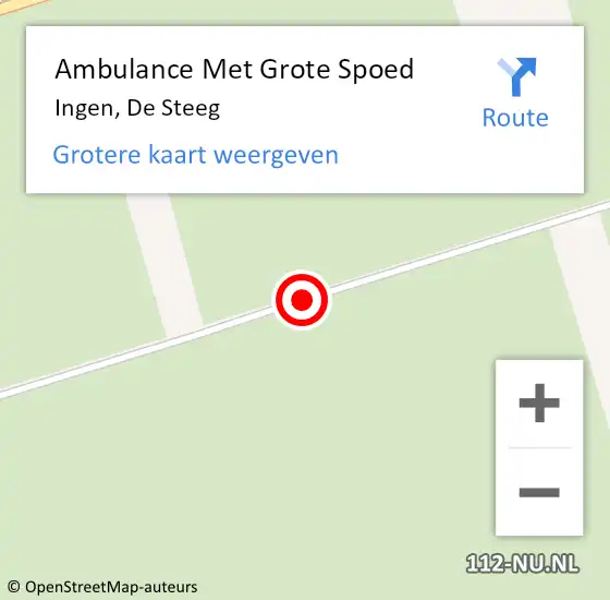 Locatie op kaart van de 112 melding: Ambulance Met Grote Spoed Naar Ingen, De Steeg op 4 juni 2018 03:43