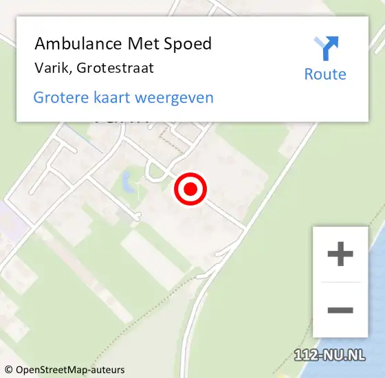 Locatie op kaart van de 112 melding: Ambulance Met Spoed Naar Varik, Grotestraat op 4 juni 2018 05:19