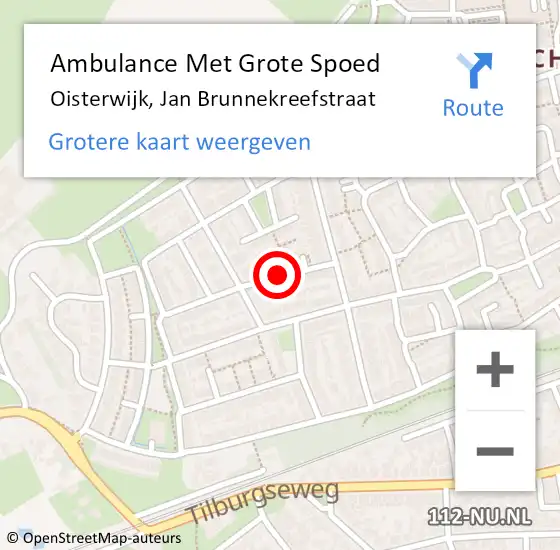 Locatie op kaart van de 112 melding: Ambulance Met Grote Spoed Naar Oisterwijk, Jan Brunnekreefstraat op 4 juni 2018 05:24