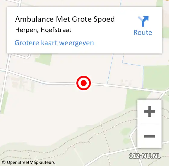 Locatie op kaart van de 112 melding: Ambulance Met Grote Spoed Naar Herpen, Hoefstraat op 4 juni 2018 06:53