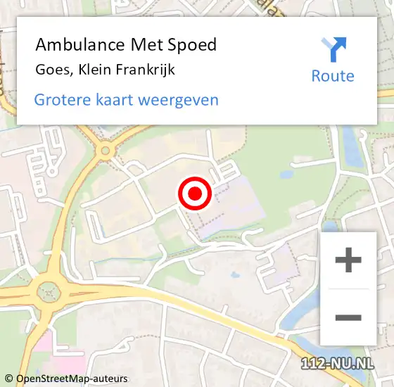 Locatie op kaart van de 112 melding: Ambulance Met Spoed Naar Goes, Klein Frankrijk op 4 juni 2018 08:01