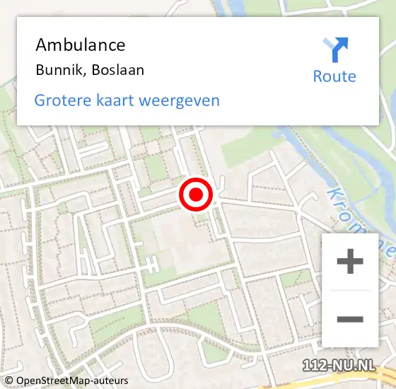 Locatie op kaart van de 112 melding: Ambulance Bunnik, Boslaan op 4 juni 2018 08:05