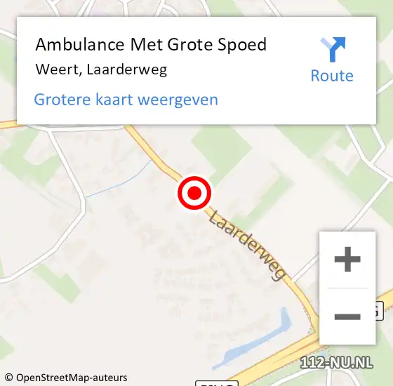 Locatie op kaart van de 112 melding: Ambulance Met Grote Spoed Naar Weert, Laarderweg op 4 juni 2018 10:21
