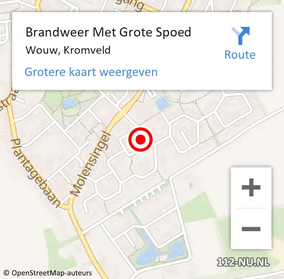 Locatie op kaart van de 112 melding: Brandweer Met Grote Spoed Naar Wouw, Kromveld op 26 februari 2014 17:18