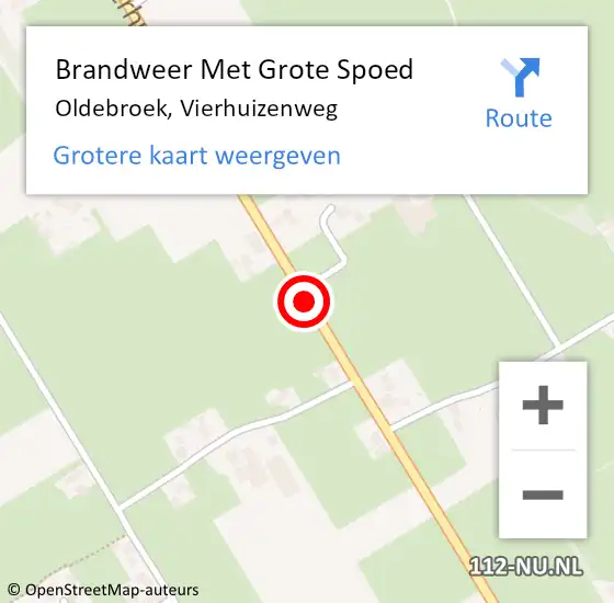 Locatie op kaart van de 112 melding: Brandweer Met Grote Spoed Naar Oldebroek, Vierhuizenweg op 4 juni 2018 10:45