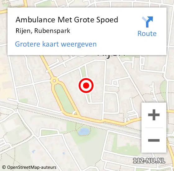 Locatie op kaart van de 112 melding: Ambulance Met Grote Spoed Naar Rijen, Rubenspark op 4 juni 2018 10:48