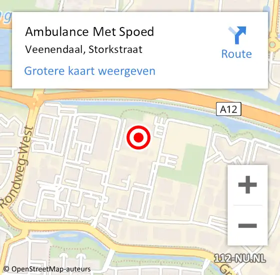 Locatie op kaart van de 112 melding: Ambulance Met Spoed Naar Veenendaal, Storkstraat op 4 juni 2018 10:52