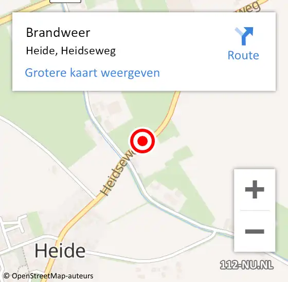 Locatie op kaart van de 112 melding: Brandweer Heide, Heidseweg op 4 juni 2018 11:01