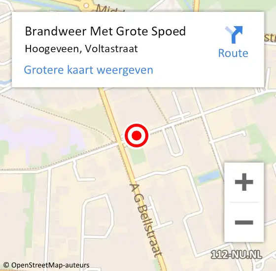 Locatie op kaart van de 112 melding: Brandweer Met Grote Spoed Naar Hoogeveen, Voltastraat op 4 juni 2018 11:51