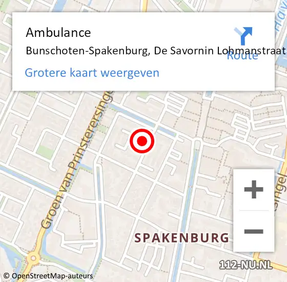 Locatie op kaart van de 112 melding: Ambulance Bunschoten-Spakenburg, De Savornin Lohmanstraat op 4 juni 2018 11:52