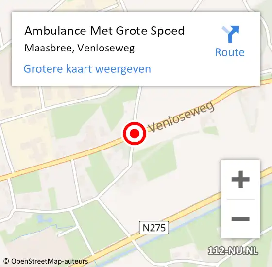 Locatie op kaart van de 112 melding: Ambulance Met Grote Spoed Naar Maasbree, Venloseweg op 4 juni 2018 11:53