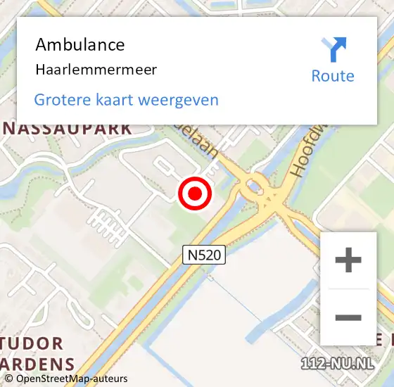 Locatie op kaart van de 112 melding: Ambulance Haarlemmermeer op 4 juni 2018 12:10