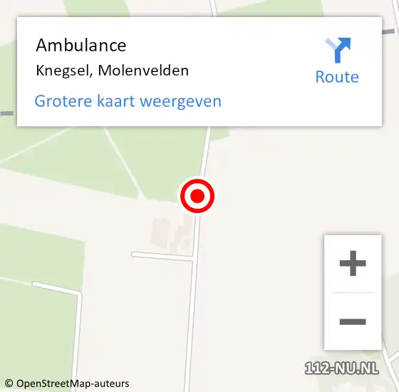 Locatie op kaart van de 112 melding: Ambulance Knegsel, Molenvelden op 4 juni 2018 12:16