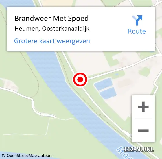 Locatie op kaart van de 112 melding: Brandweer Met Spoed Naar Heumen, Oosterkanaaldijk op 4 juni 2018 12:43