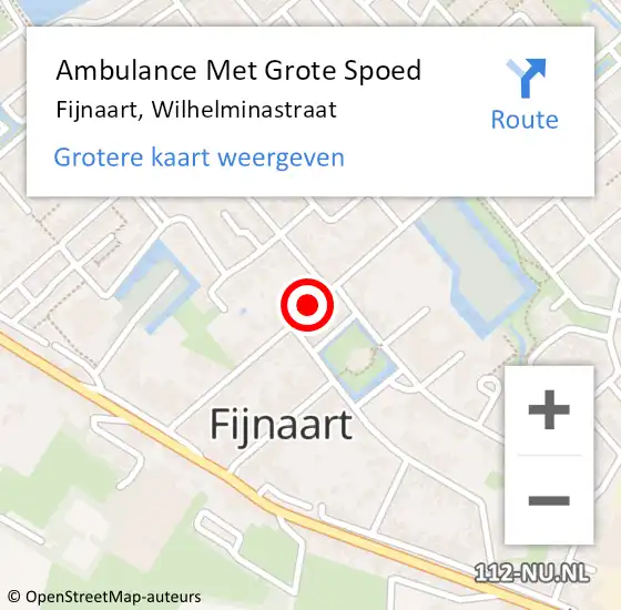 Locatie op kaart van de 112 melding: Ambulance Met Grote Spoed Naar Fijnaart, Wilhelminastraat op 4 juni 2018 13:36