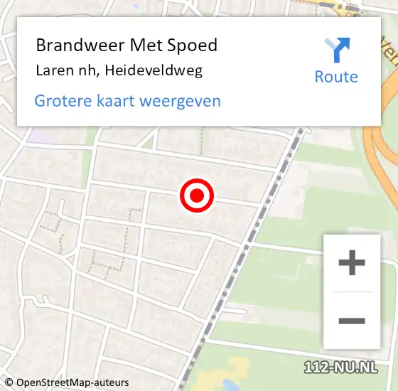 Locatie op kaart van de 112 melding: Brandweer Met Spoed Naar Laren nh, Heideveldweg op 4 juni 2018 14:31