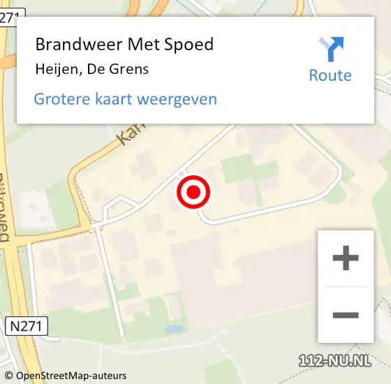 Locatie op kaart van de 112 melding: Brandweer Met Spoed Naar Heijen, De Grens op 4 juni 2018 14:38