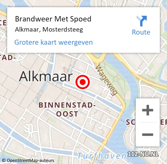 Locatie op kaart van de 112 melding: Brandweer Met Spoed Naar Alkmaar, Mosterdsteeg op 4 juni 2018 15:08